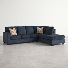 KRELIA - Sectionnel en tissus avec chaise longue à gauche ou à droite – Sectionnel, Greige, orange ou bleu marin | Meubles KREOR Gatineau