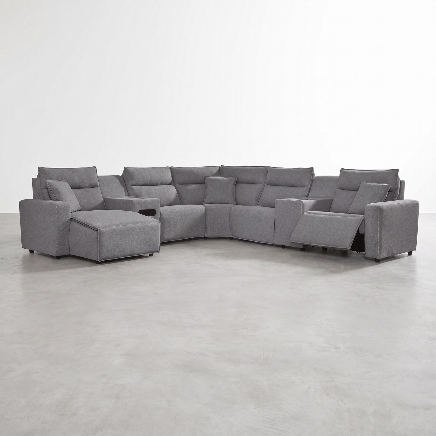 MAVERICK — Sectionnel modulaire cinéma maison avec 3 places inclinables - 7 morceaux
