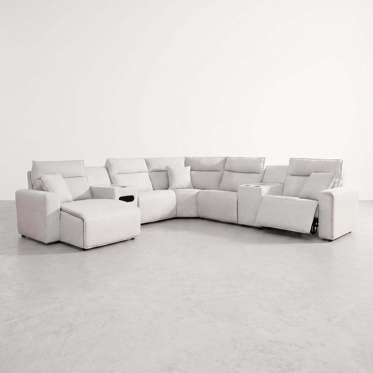 MAVERICK — Sectionnel modulaire cinéma maison avec 3 places inclinables - 7 morceaux