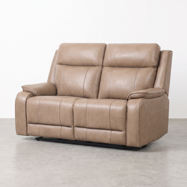 KRESCENDA - Causeuse Inclinable Électrique en Cuir Taupe