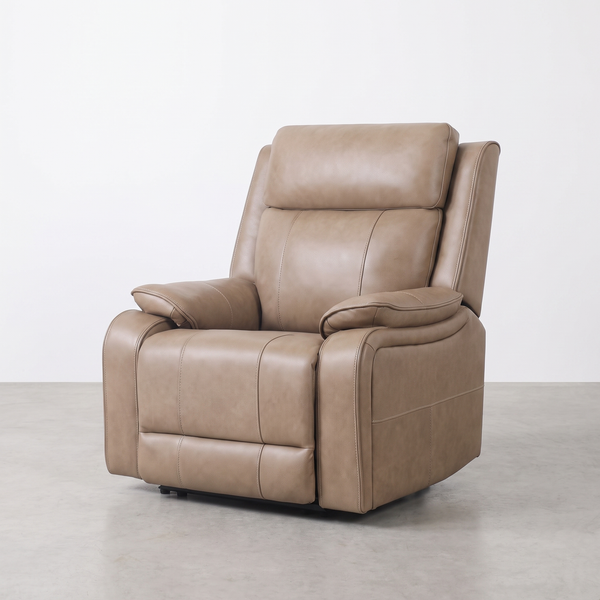 KRESCENDE - Fauteuil Inclinable Électrique en Cuir Gris Taupe
