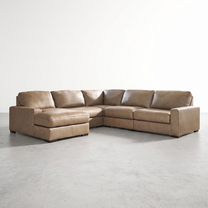SARA - Sectionnel modulaire en cuir avec méridienne - 5 morceaux