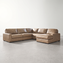 SARA - Sectionnel modulaire en cuir avec méridienne - 5 morceaux – Modulaire, Brun | Meubles KREOR Gatineau