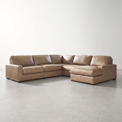 SARA - Sectionnel modulaire en cuir avec méridienne - 5 morceaux