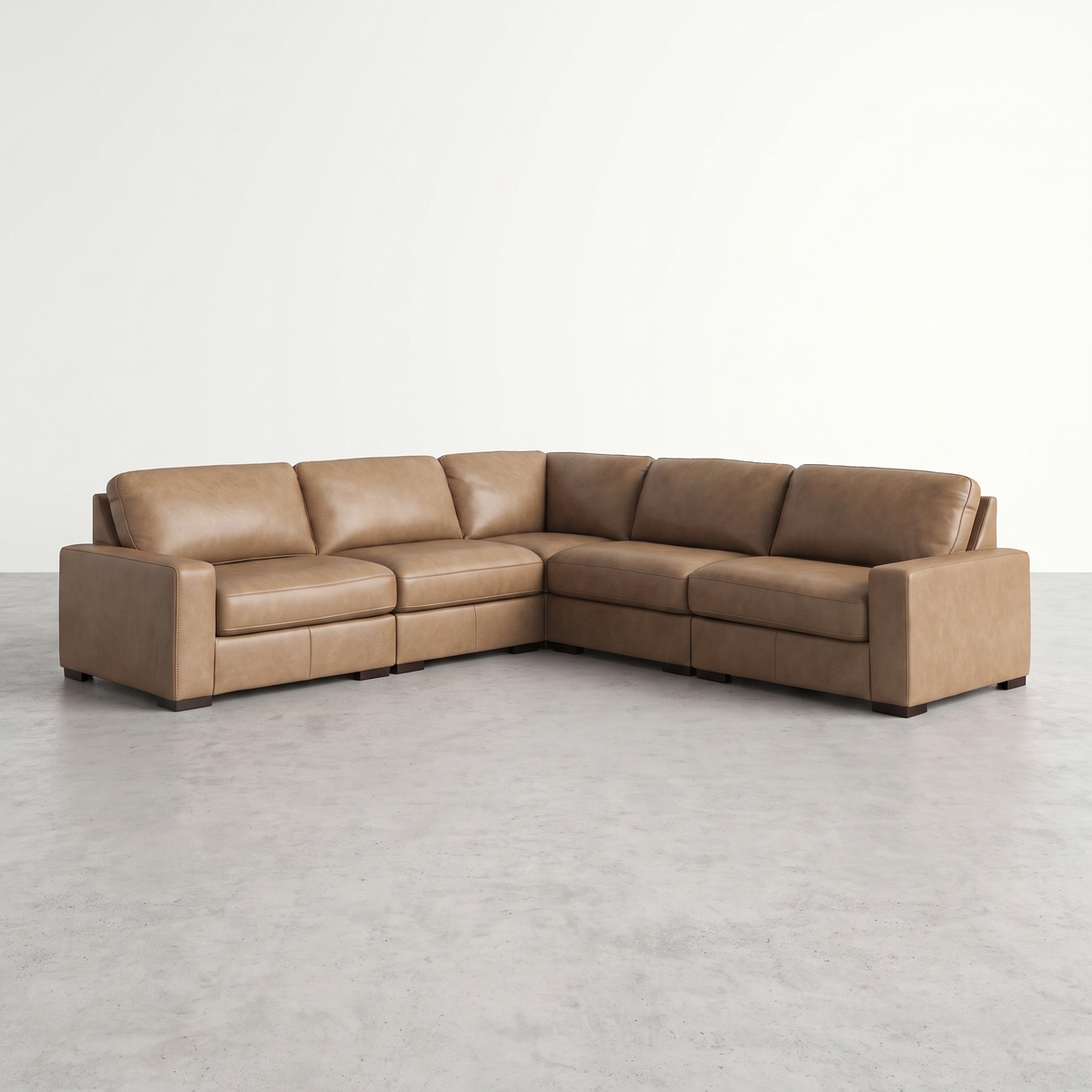 SARA - Sectionnel modulaire en cuir - 5 morceaux – Modulaire, Brun | Meubles KREOR Gatineau