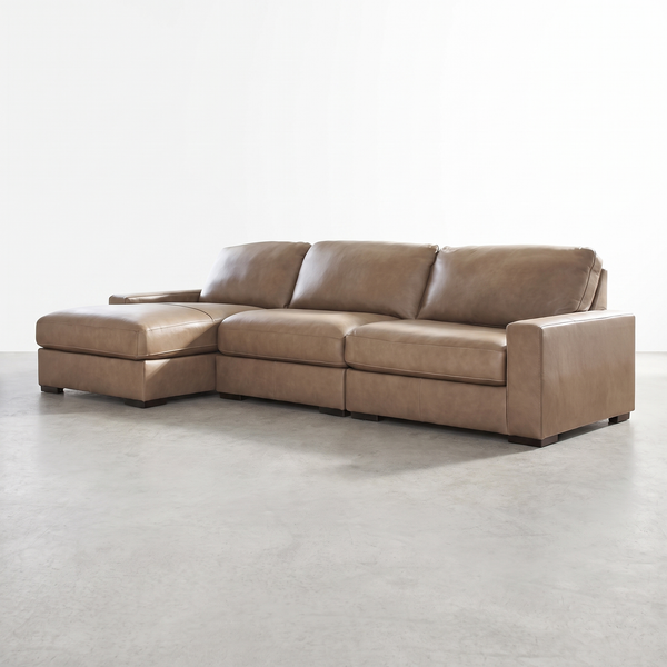 SARA - Sectionnel modulaire en cuir avec méridienne - 3 morceaux
