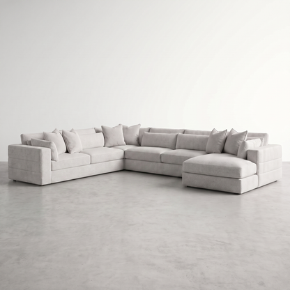 HAMPTON — Modulaire avec méridienne greige - 6 morceaux