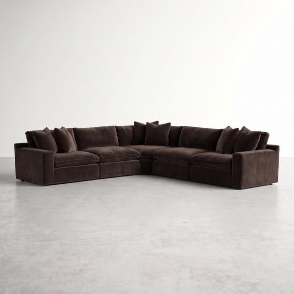 MILANO — Sectionnel modulaire en velours - 5 morceaux