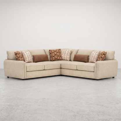 EMMA - Divan sectionnel en tissus sable - 5 ou 6 places