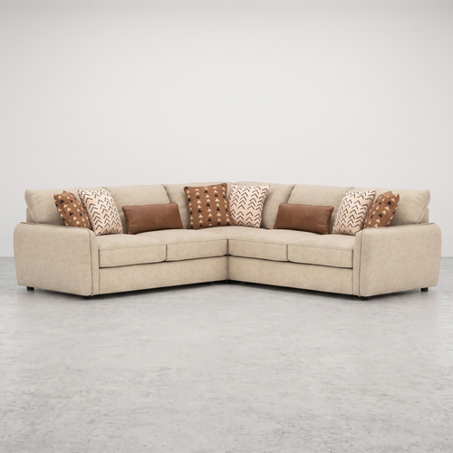 EMMA - Divan sectionnel en tissus sable - 5 ou 6 places