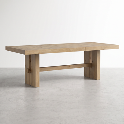 NEW YORK - Table de salle à manger en bois franc massif extensible brun clair