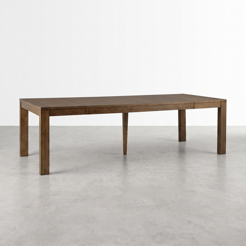 OHIO - Table de salle à manger en bois franc massif extensible brun
