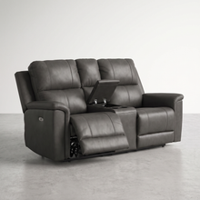 ARGENTINO - Causeuse en cuir inclinable électrique avec console – Causeuse, Gris ou brun | Meubles KREOR Gatineau