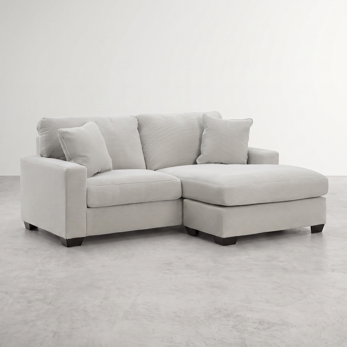 ALABAMA - Sectionnel avec chaise longue à droite en tissus côtelé – Sectionnel, Gris ou ivoire | Meubles KREOR Gatineau