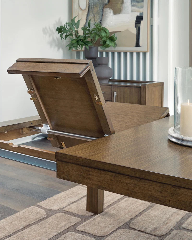 OHIO - Table de salle à manger en bois franc massif extensible brun