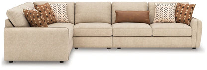 EMMA - Divan sectionnel en tissus sable - 5 ou 6 places