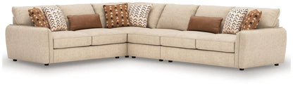 EMMA - Divan sectionnel en tissus sable - 5 ou 6 places